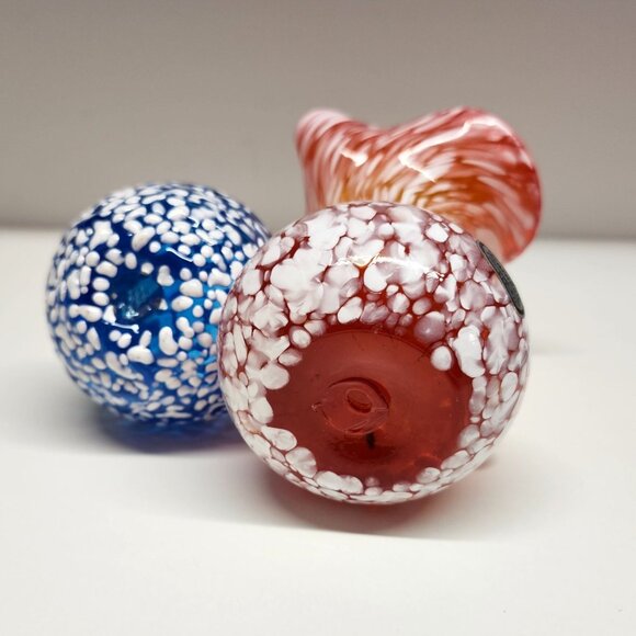 Blown Glass Orange Blue White Speckle Pitcher Vases Rainbow Glass - Picture 2 of 11